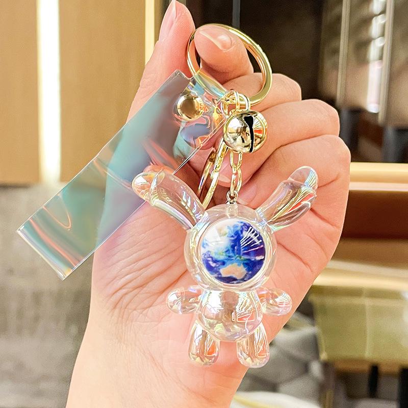 Acrylic Iridescent Long-Eared Rabbit Keychain Charm