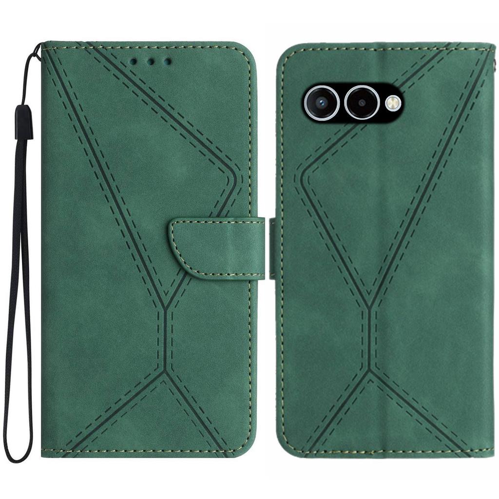 For T-Mobile T Phone 3/T-Mobile REVVL 8 Case Skin Touch Lines Imprinted PU Leather Flip Phone Cover