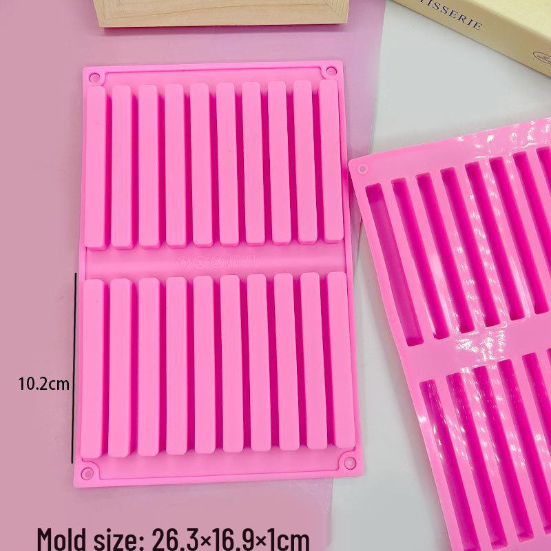 12-Cavity Braided Wavy Long Strip Gummy Mold, Crayon, Knife & Fork, Panda Mousse Pudding Mold