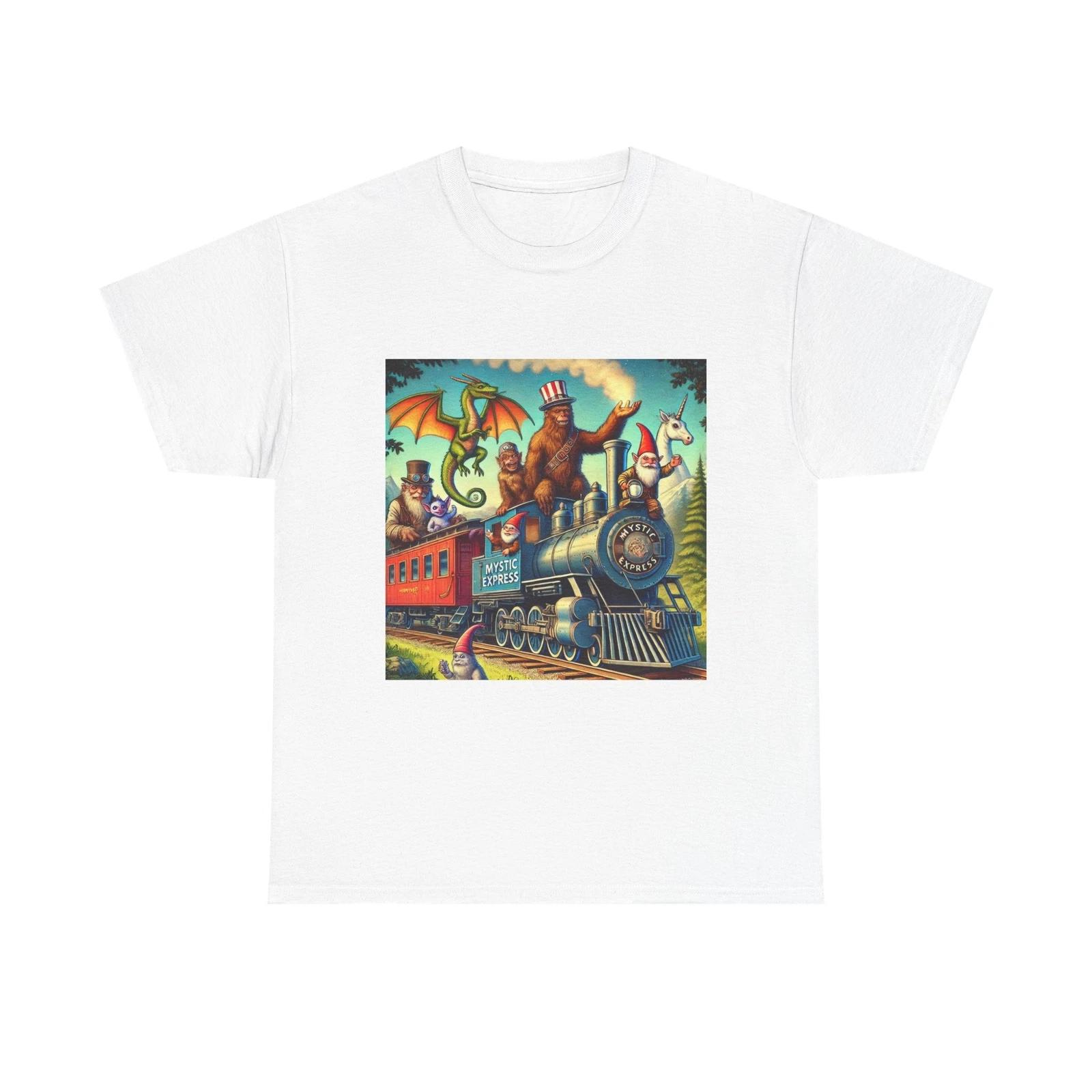 Mystic Express T-Shirt Bigfoot Unicorn Dragon  Gnomes on a Magical Train Tee S