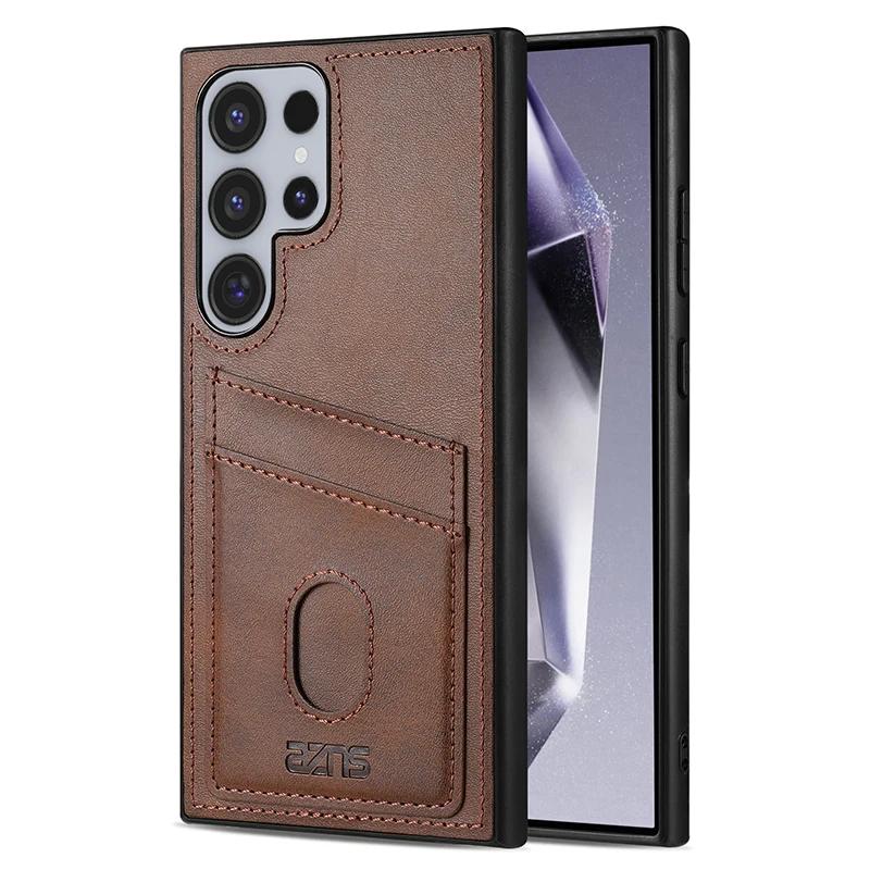 Leather Phone Case for Samsung Galaxy S26 S25 Edge S24 S23 Ultra S22 S21 S20 FE A17 A37 A57 A16 A36 A56 Card Wallet Pocket Cover
