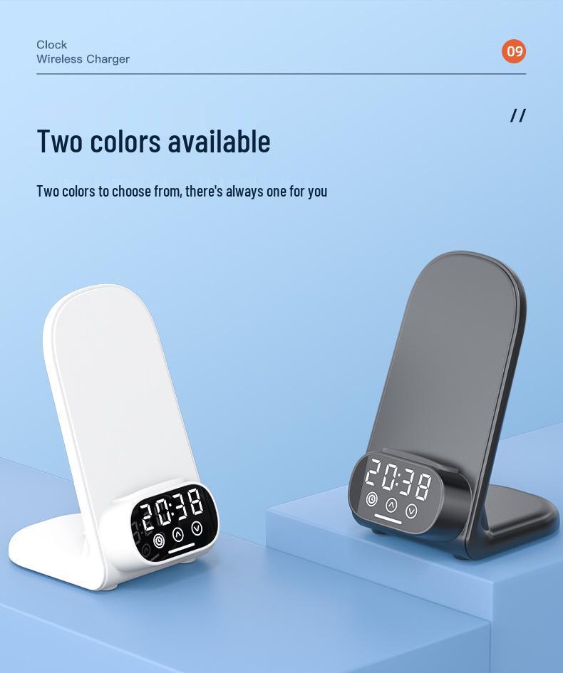 Multi-functional Wireless Charger & Phone Holder with Digital Clock and Bluetooth Earphone Dock