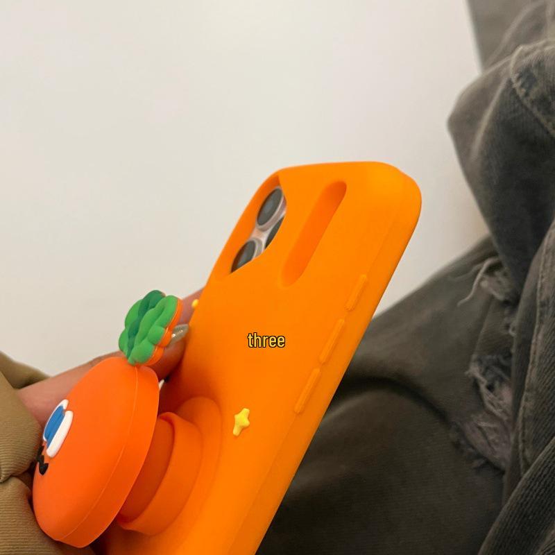 3D Cartoon Carrot Stand Case for iPhone 14/13/17/16/15 Pro Max