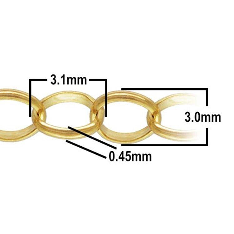 Vintage 14K Gold Filled 3.1mm Belcher Rolo Bulk Chain Spool for Women Bracelet Necklaces Jewelry Making