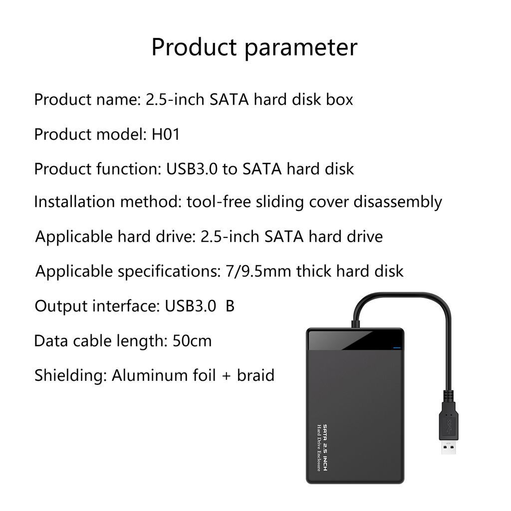 2.5inch External Hard Drives Enclosure USB3.0 Hard Disk Case Support Data Transfer Case for PC Laptop Accessories
