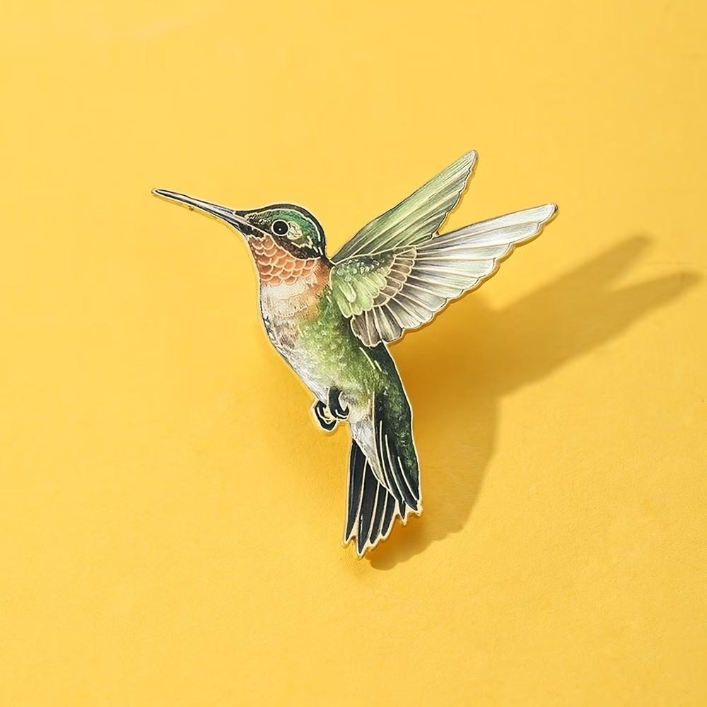 Vintage Bird Badge Pin Animal Bird Metal Pin Fashion Jewelry Hummingbird Enamel Brooch  Female