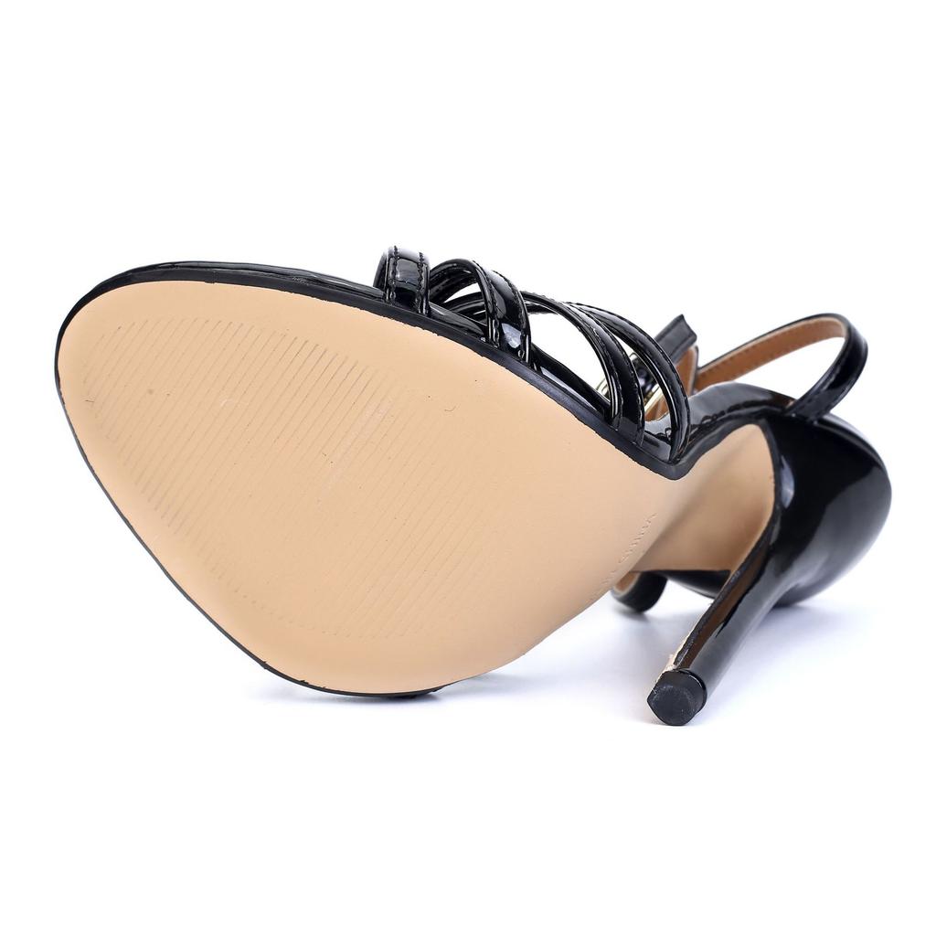 14/15cm Extra Hoher Absatz Übergröße Crossdresser Damen Sandalen Schwarz/Rot Farbstil Essentielle High Heels Sexy Tanz & Cosplay