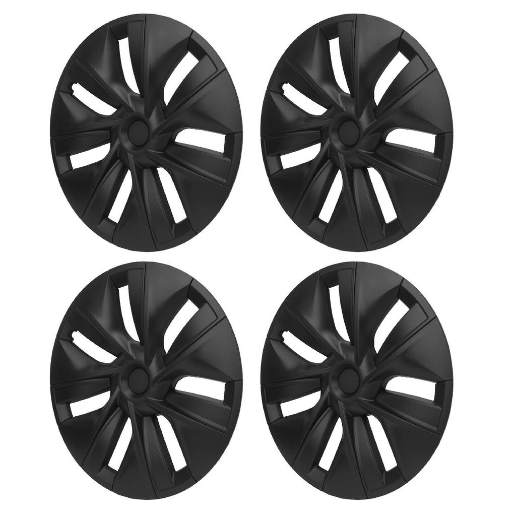 4PCS Wheel Hub Cap Matte Black High Strength Textured Design Replacement for Tesla Model Y 2020‑2023