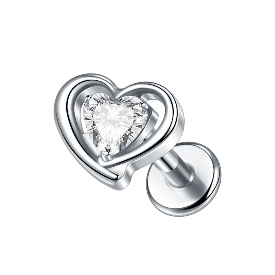 1Pc G23 Titanium Cz Crystal Ear Cartilage Tragus Helix Daith Piercing Internal Thread Lip Stud Labret Piercing Body Jewelry 16G