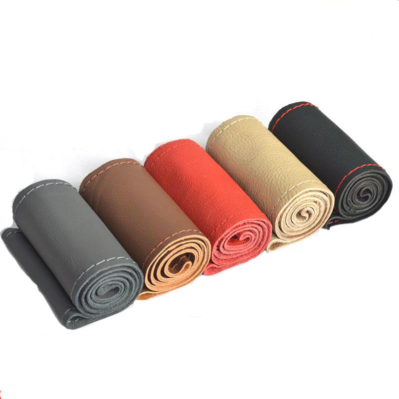 On Selling Factory Cheap Leather Hand Sewing Steering Wheel Cover With Best Quality чёрный