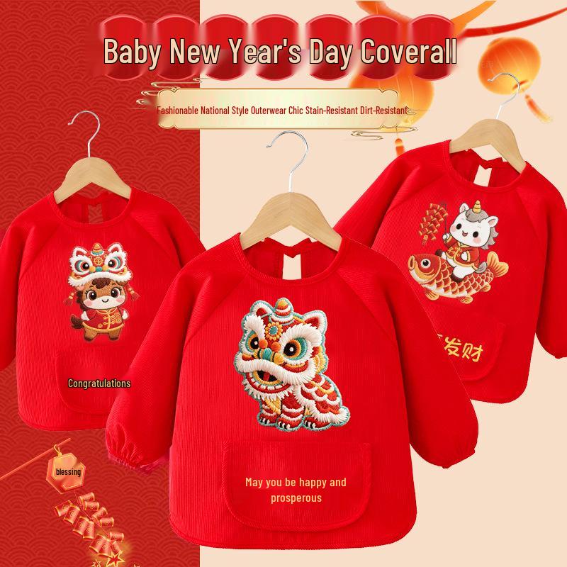 Wasserdichte Neujahrs-Oberbekleidung für Säuglinge: Stilvolle Herbst-Winter-Langarm-Esskleidung für Jungen & Mädchen