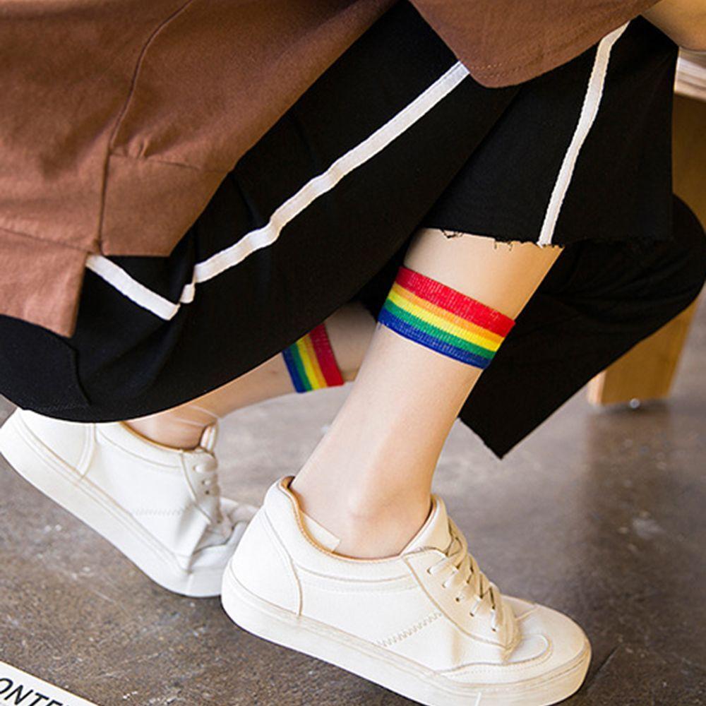

Christmas Cute Thin Women Glass Silk Harajuku Rainbow Socks Ankle Socks Short Socks разноцветный