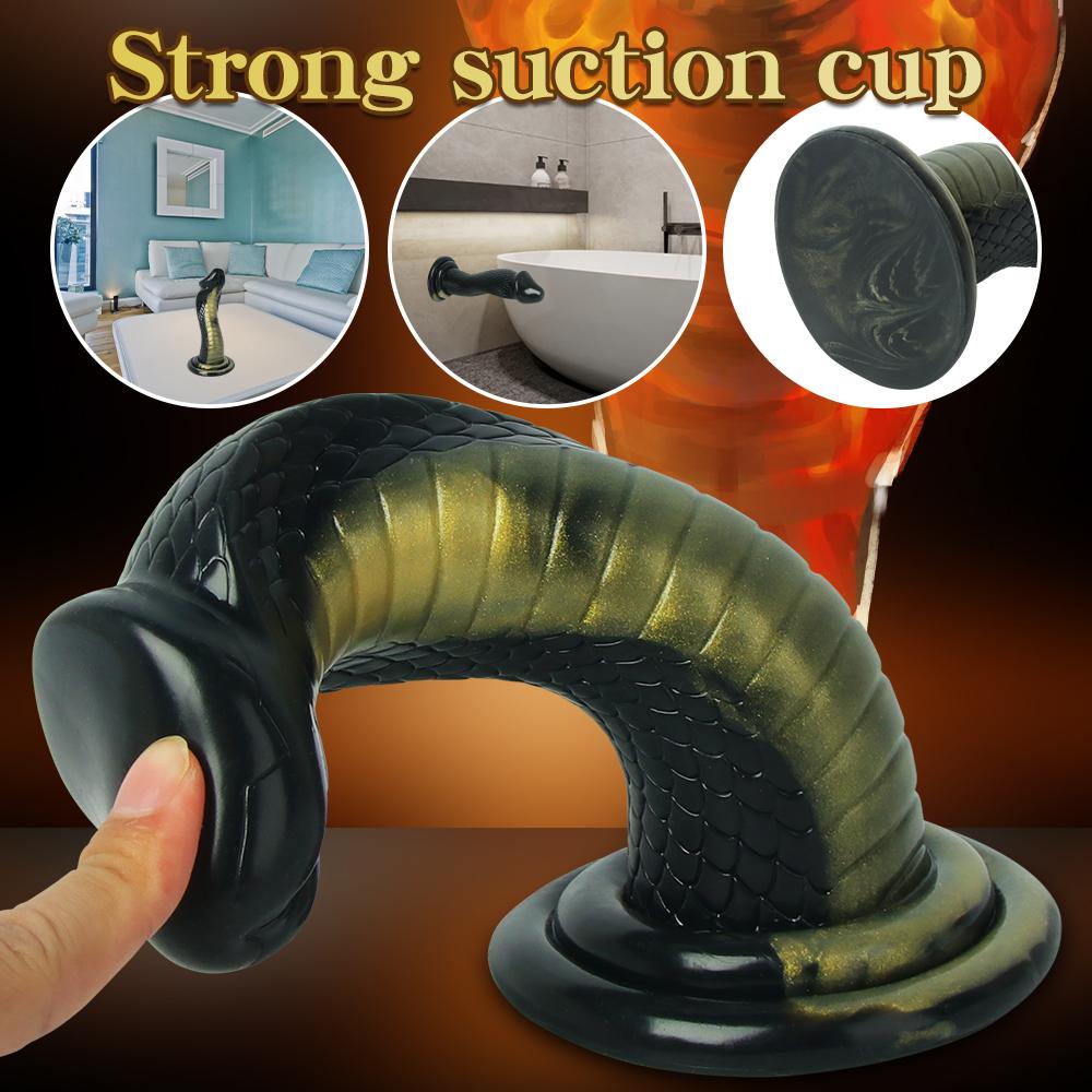 Symulowany Penis Czarno-Złoty Czarny Wąż Mamba Dildo Masturbator Waginalny Masażer Waginalny Drażnienie Analne Mocna Przyssawka Ręczny Dorosły Zabawka Seksualna