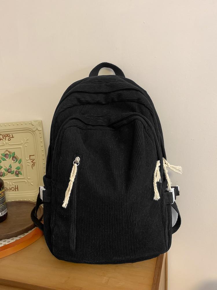 This Year, It Is Popular for Junior High School and High School Students To Use Practical Schoolbags, Backpacks, Light Retro Corduroy In Autumn and W