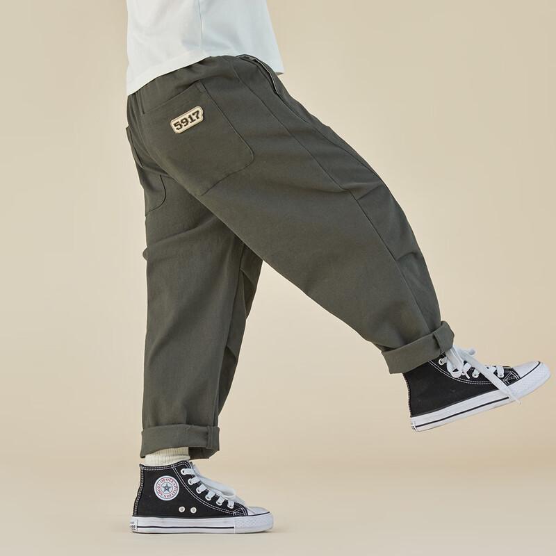 Boys' Elastic Washed Cotton Straight-Leg Casual Pants