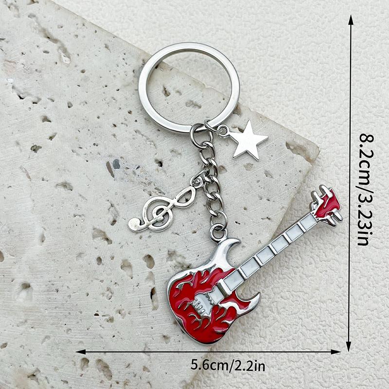 Y2k Guitar Musical Symbols Star Keychain Pendant For Men Women Punk Style Fashion Rock Bag Charm Accessories Gift