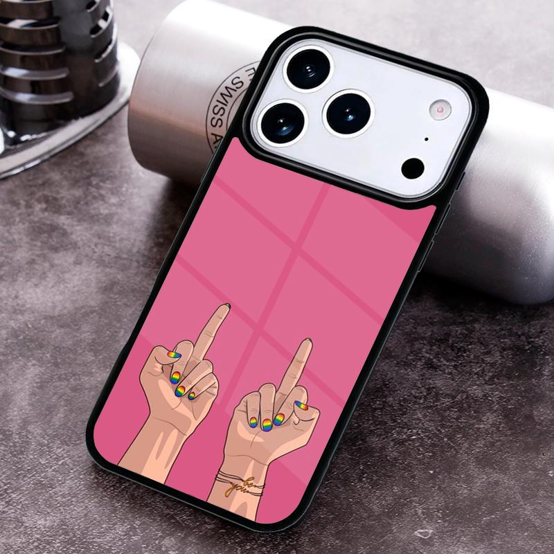 Rainbow Gay LGBT Finger Phone Case for iPhone 17 16 15 Pro Max Air 14 13 12 11 Plus Shockproof Capa Cover