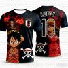 Anime One Piece Luffy Graphic Football Tee Quick Dry Moisture Wicking Unisex Sports Short Sleeve Casual Trendy Soccer Jersey Top