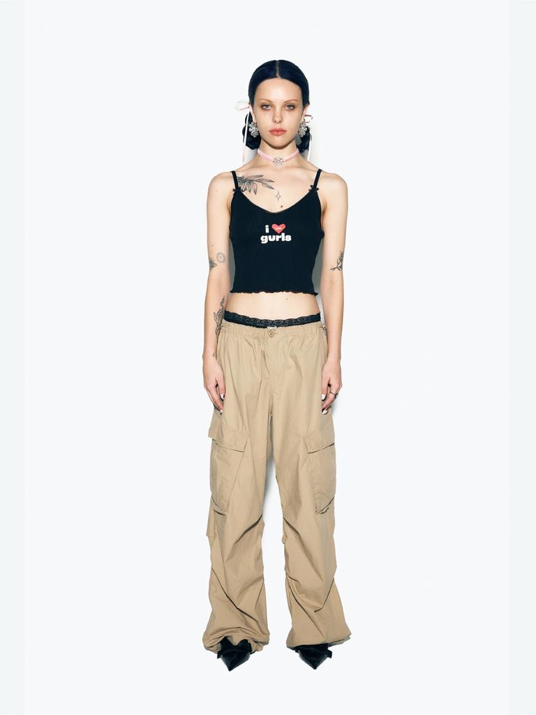 ASIF CALIE Parachute Cargo Pants Beige