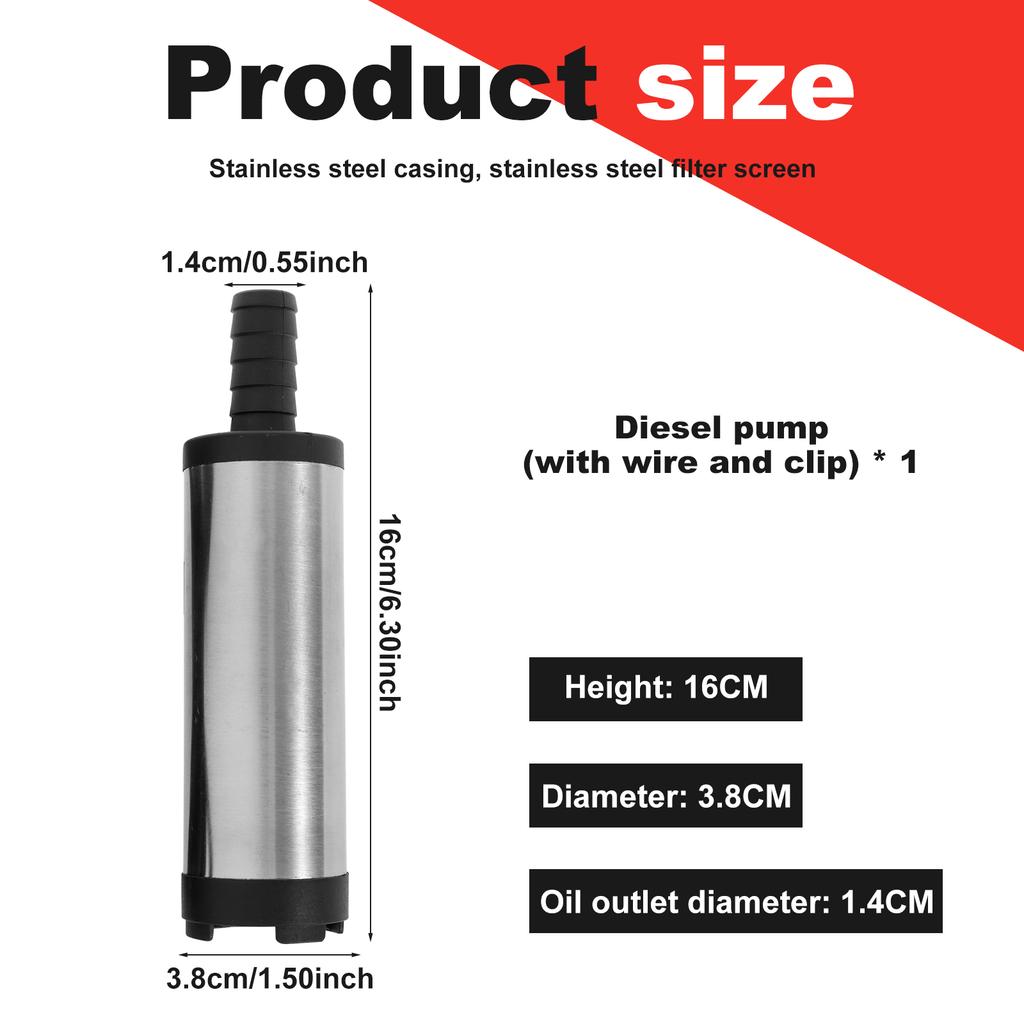 Pompa transferowa ze stali nierdzewnej 12 V Pompa wodna Pompa zanurzeniowa do samochodu Olej napędowy Olej opałowy Woda Pompa do transferu paliwa z filtrem