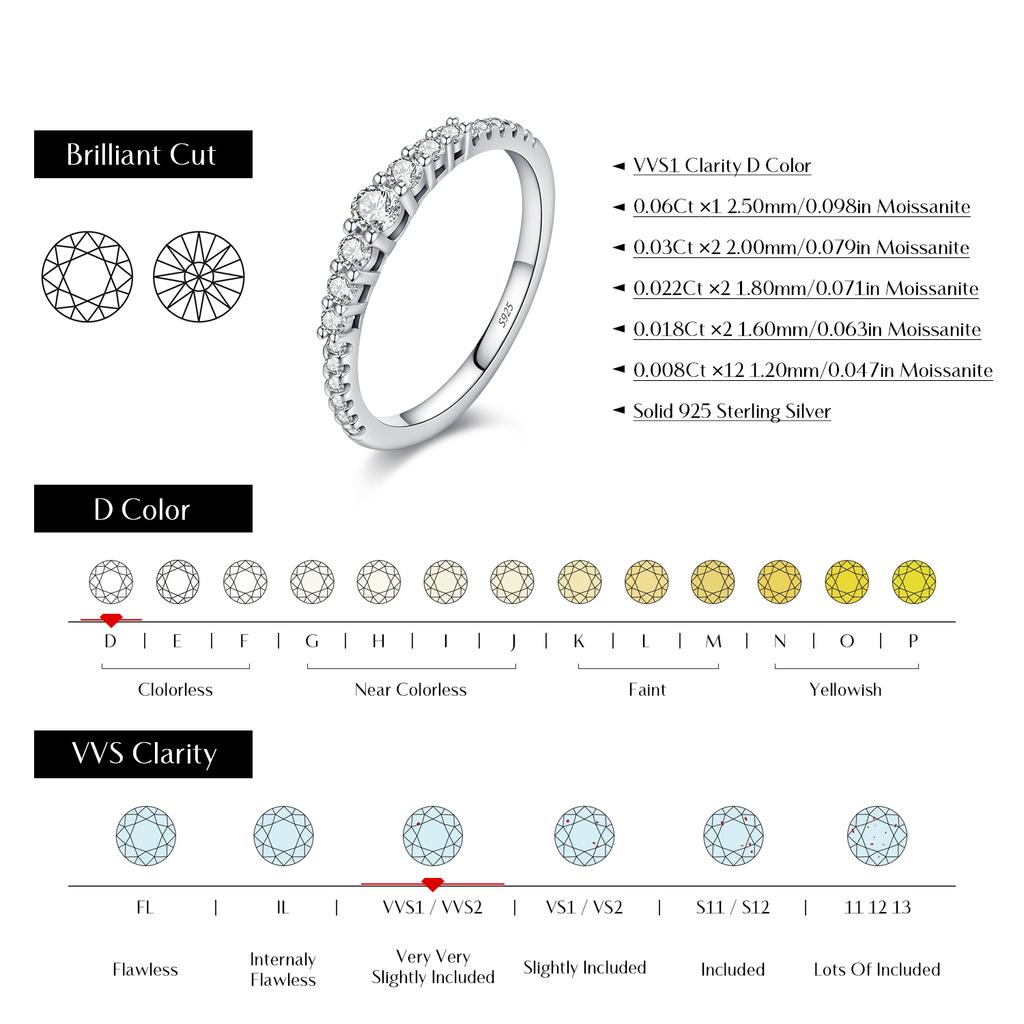 Exquisite Round Moissanite Ring 925 Sterling Silver Trendy Wedding Engagement Band Rings For Women Fine Jewelry