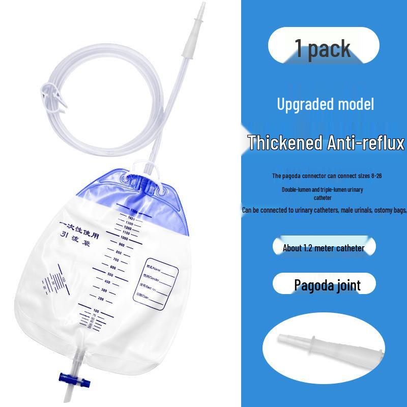 Anti-Reflux Medical Urine Drainage Bag with Bile Tower Connector for Men, Women & Elderly