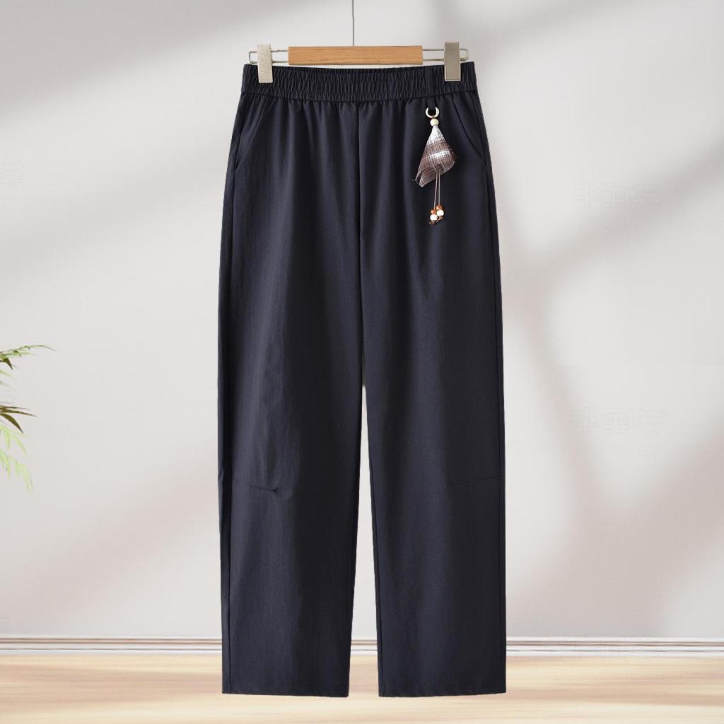 2026 New High-Waisted Elastic Straight-Leg Summer Pants for Middle-Aged Moms