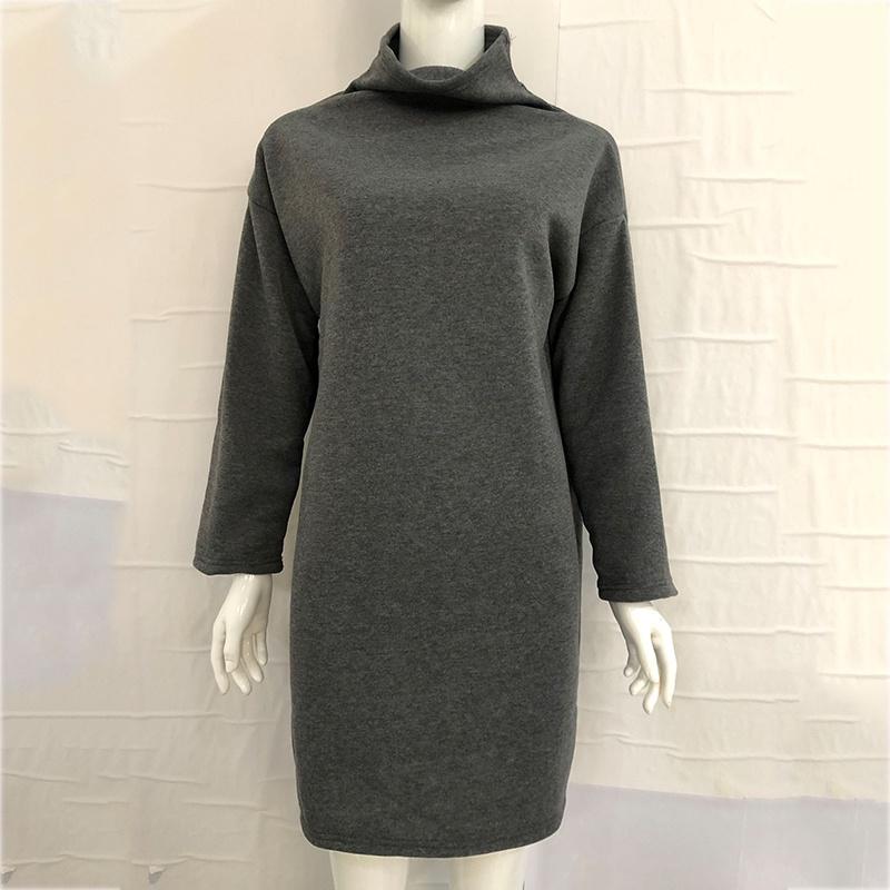 Womens Winter Long Pullover Sweatshirts Featuring Cozy High Neck Design And Split Hem