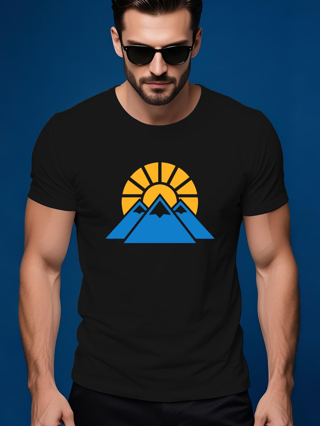Summer Sunrise Mountain Graphic Tshirt - Soft Cotton L