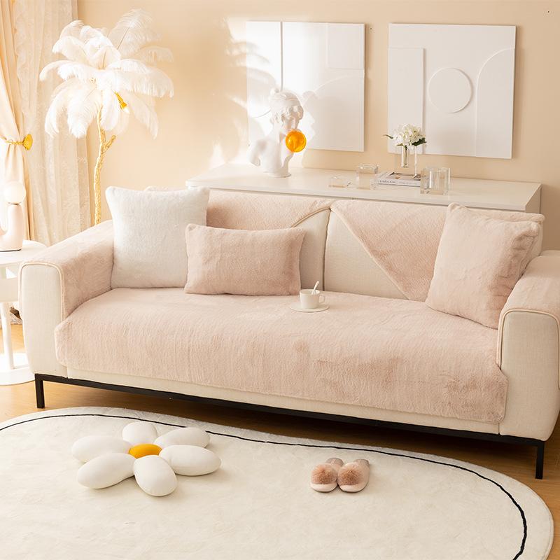 Rushed Modern European High-grade Luxury Thicken Plush Sofa Cover Solid Color Good Hand Feeling Towel Mat Anti-slip Bay Window