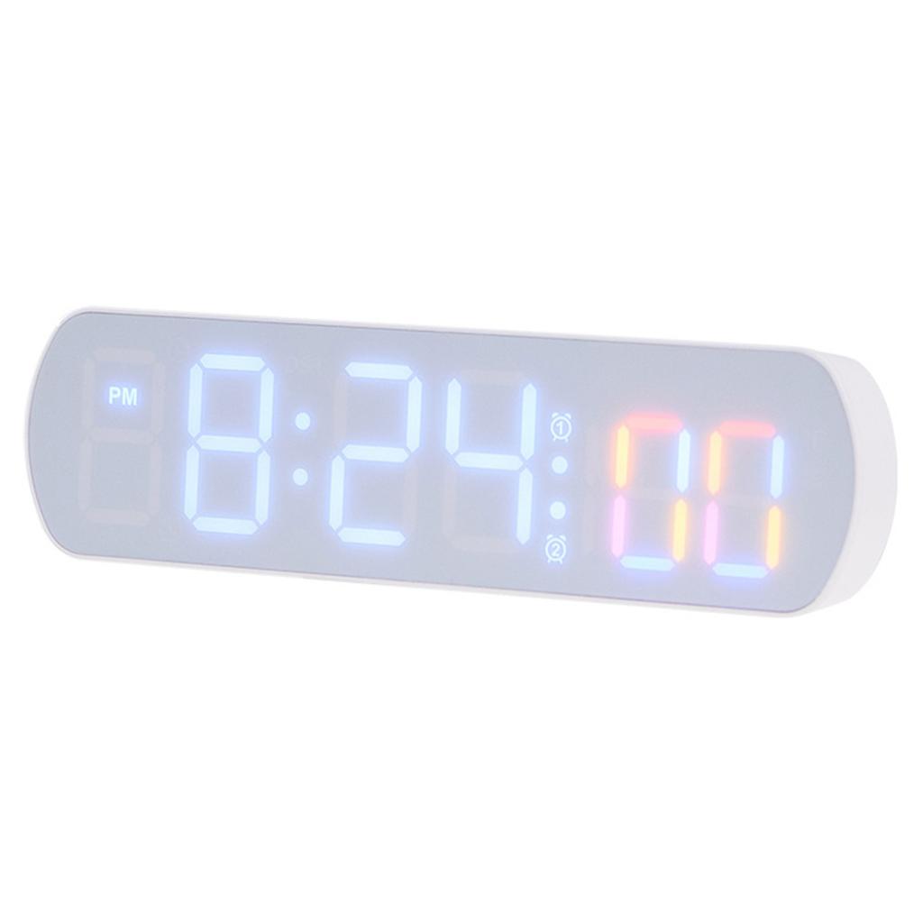 Datum, digitale Uhr, Materialtemperaturanzeige, hochauflösendes LED-Display, Anzeige in vier Farben, weiße Uhr mit blauem Licht