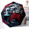 1pc Day of the Dead Fully Automatic Folding Portable Umbrella, 8 Iron Frames, Three-Fold Design, Suitable for All Seasons, Suitable for Outdoor U