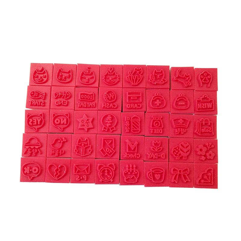 40 Pcs/box Cute DIY Cartoon Cats Wood Stamps for Kids Decor Diary Handmade Cards Gifts Clear Rubber Stamps for Scrapbooking