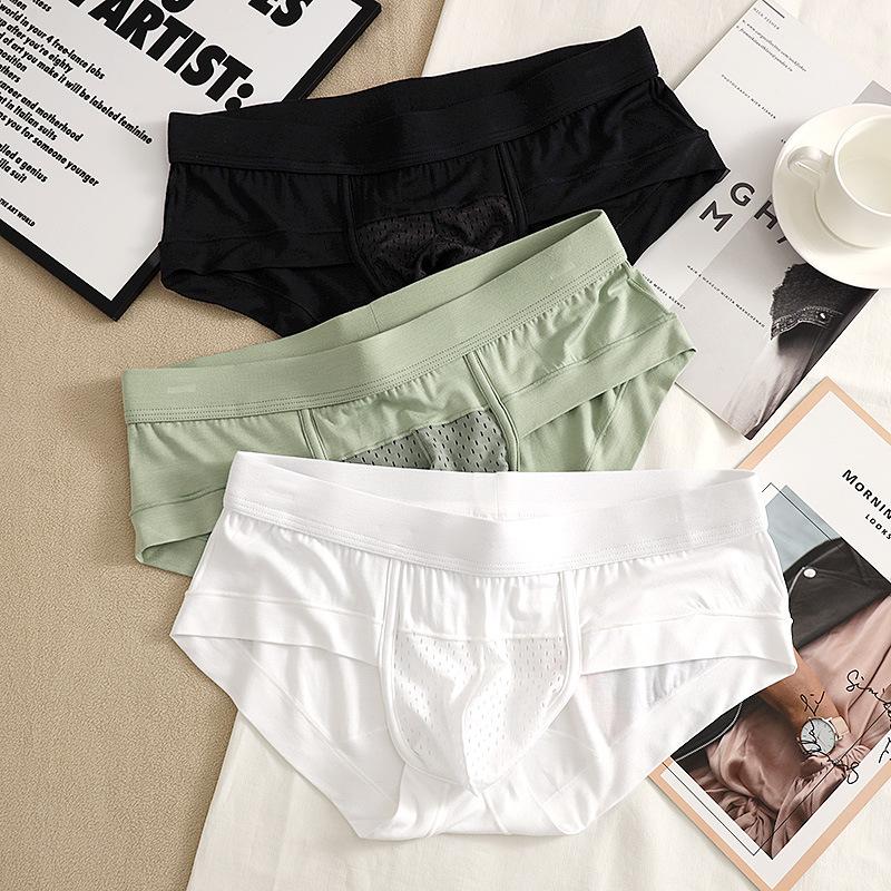 Men's Spring and Summer Sexy U Convex Pocket Breathable Mesh Briefs