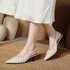 French bag head sandals women's summer 2025 new temperament pointed high heels thin heel pleated shallow mouth empty shoes