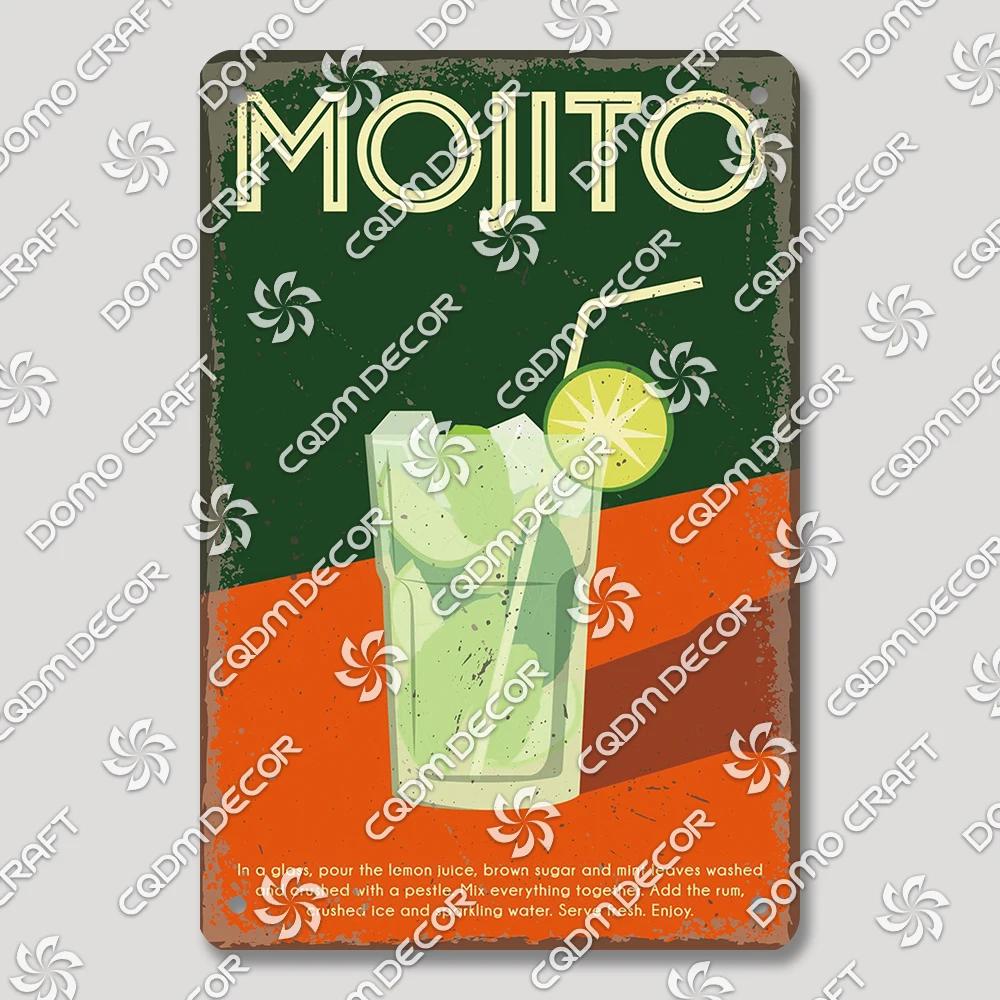 Vintage Drink Metal Tin Sign Wall Decor Mojito Margarita Aperol Spritz Negroni Limoncello  Perfect for Bar Pub Club