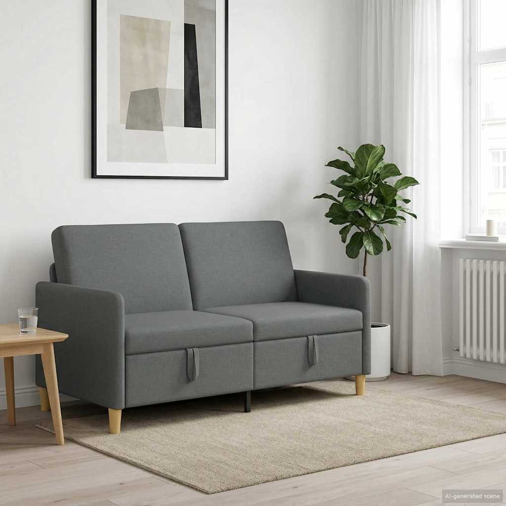 Storage Sofa in Dark Grey 152 x 78 x 87 cm Polyester