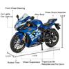 1:12 Alloy Suzuki GSX250R GSX1000R Motorcycle Model Car Toy with Light Wheel Shock Absorption Miniature Vehicle Interactive Toys
