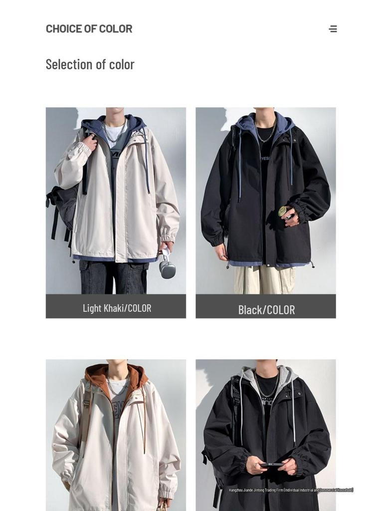 Men's Hooded Cotton Two-Piece Jacket for Spring/Autumn - Casual, Loose, Plus Size & Trendy