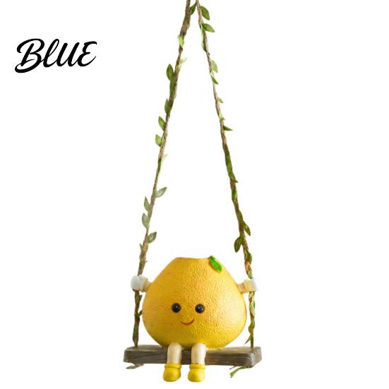 Decorative Vine Braided Lanyard Cute Swinging Lemon Wall Hanging Ornament Smiling Figurine Resin Swing Creative Window Sill Decor Decor Boho