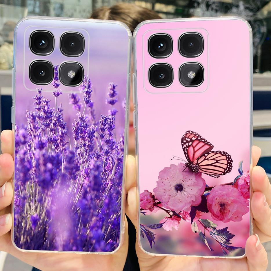 For Xiaomi 14T Pro Case Stylish Flowers Painted Cover 6.67'' Clear Silicone Phone Case For Xiaomi Mi 14T 14TPro Mi14T Soft Shell