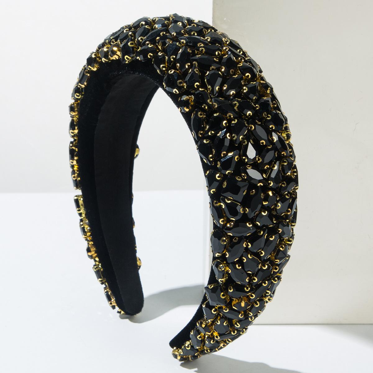 

2026 Headband New Heavy Industry Baroque Headband Temperament High Cranial Top Full of Diamonds Shiny Light Luxury Banquet Ball Hair Accessories чёрный