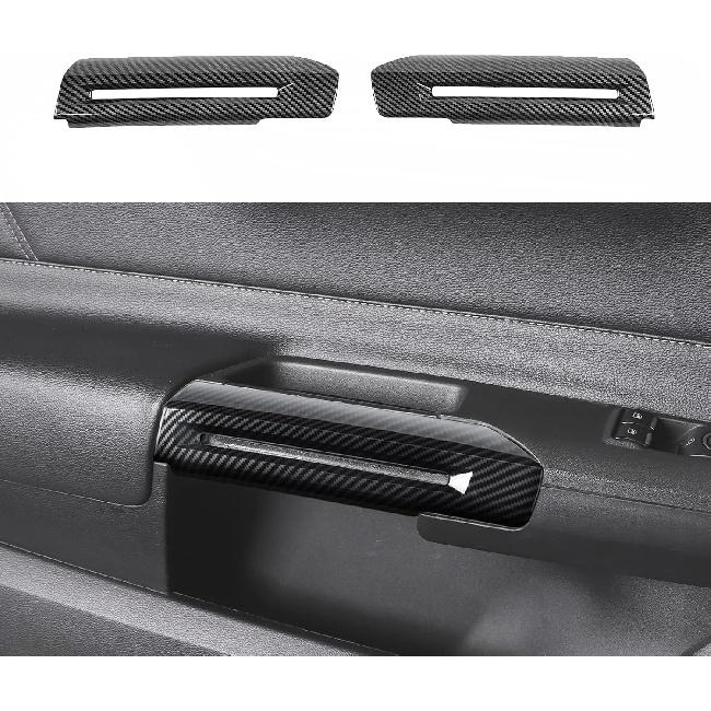 

RT-TCZ Carbon Fiber Inner Door Handle Trim Cover Interior Decoration Accessories for Ford Mustang 2015-2024,2PCS Carbon Fiber Grain