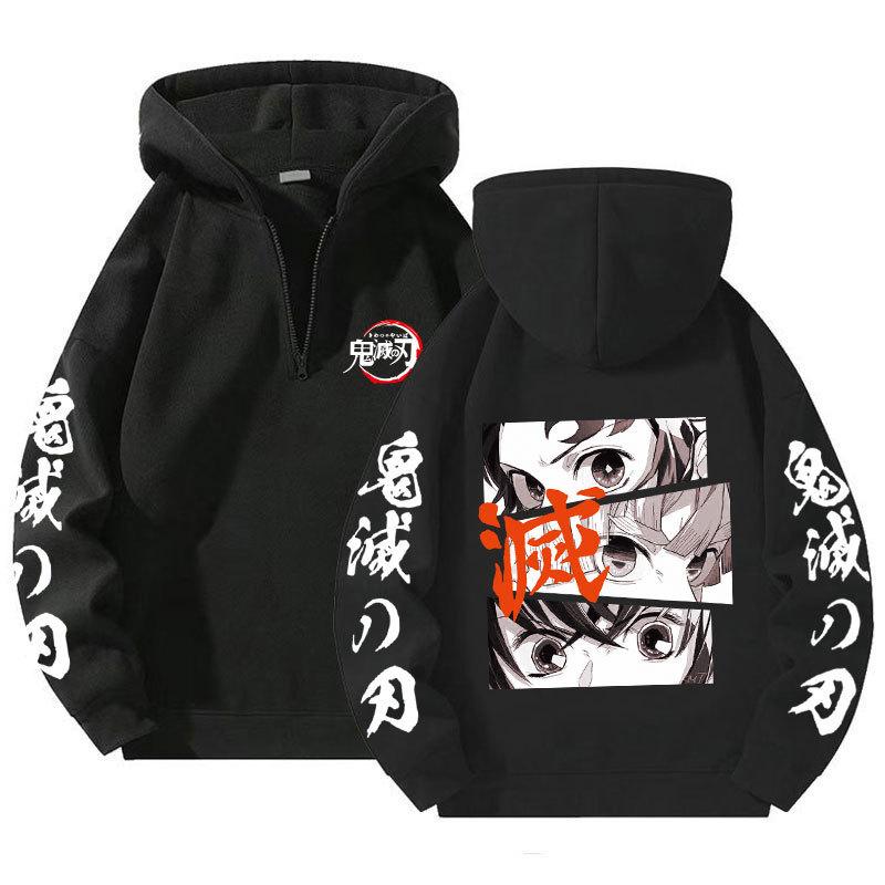 Demon Slayer Harajuku Anime Hoodies Men Kawaii Manga Graphic Zipper Coats Kimetsu No Yaiba Cartoon Printed Streetwear Sweatshirts Unisex Pullover Tops