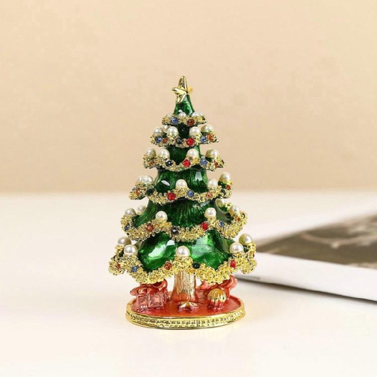 Elegante Grüne Ornament-Aufbewahrungsbox Einzigartige Weihnachtsbaum-Ringe-Box Praktischer Schmuckzubehör-Aufbewahrungsbehälter