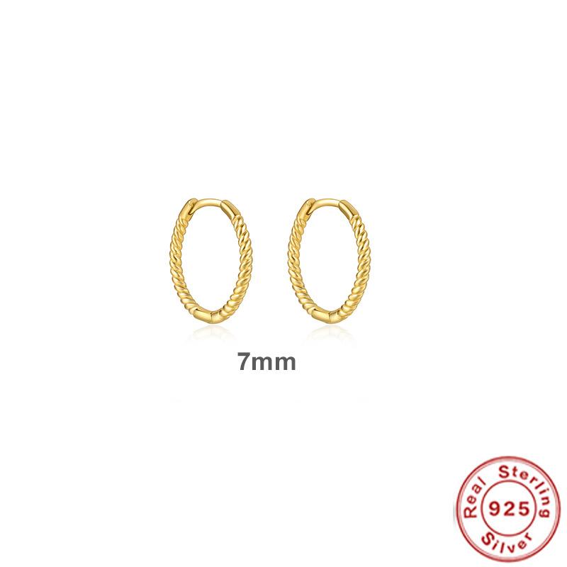 Basic Twist S925 Sterling Silver Hipster Twist Rope Circle Earrings Earrings Earrings Ear Buckle Versatile 18K Gold Jewelry