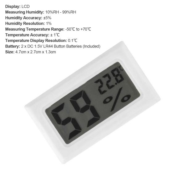 Thermo-Hygrometer Embedded Shell Digital LCD Display ABS Temperature Sensor Humidity Meter Office