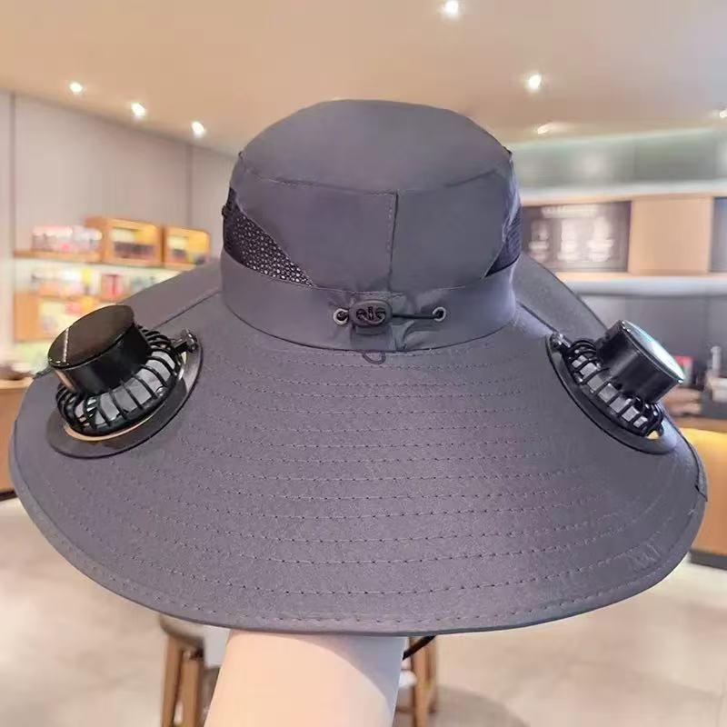 Solar-Powered Rechargeable Dual-Fan Fishing Hat for Sun Protection