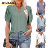 Moda Casual para Mujer Estampado de Color Sólido Manga Corta Cuello en V Blusas y Camisas Diseño Único
