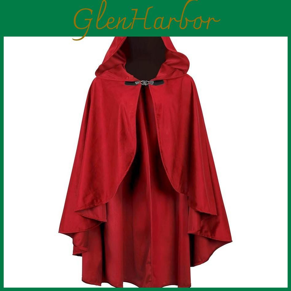 Medieval Velvet Cloak With Hood For Halloween Cosplay And Fantasy Role Play